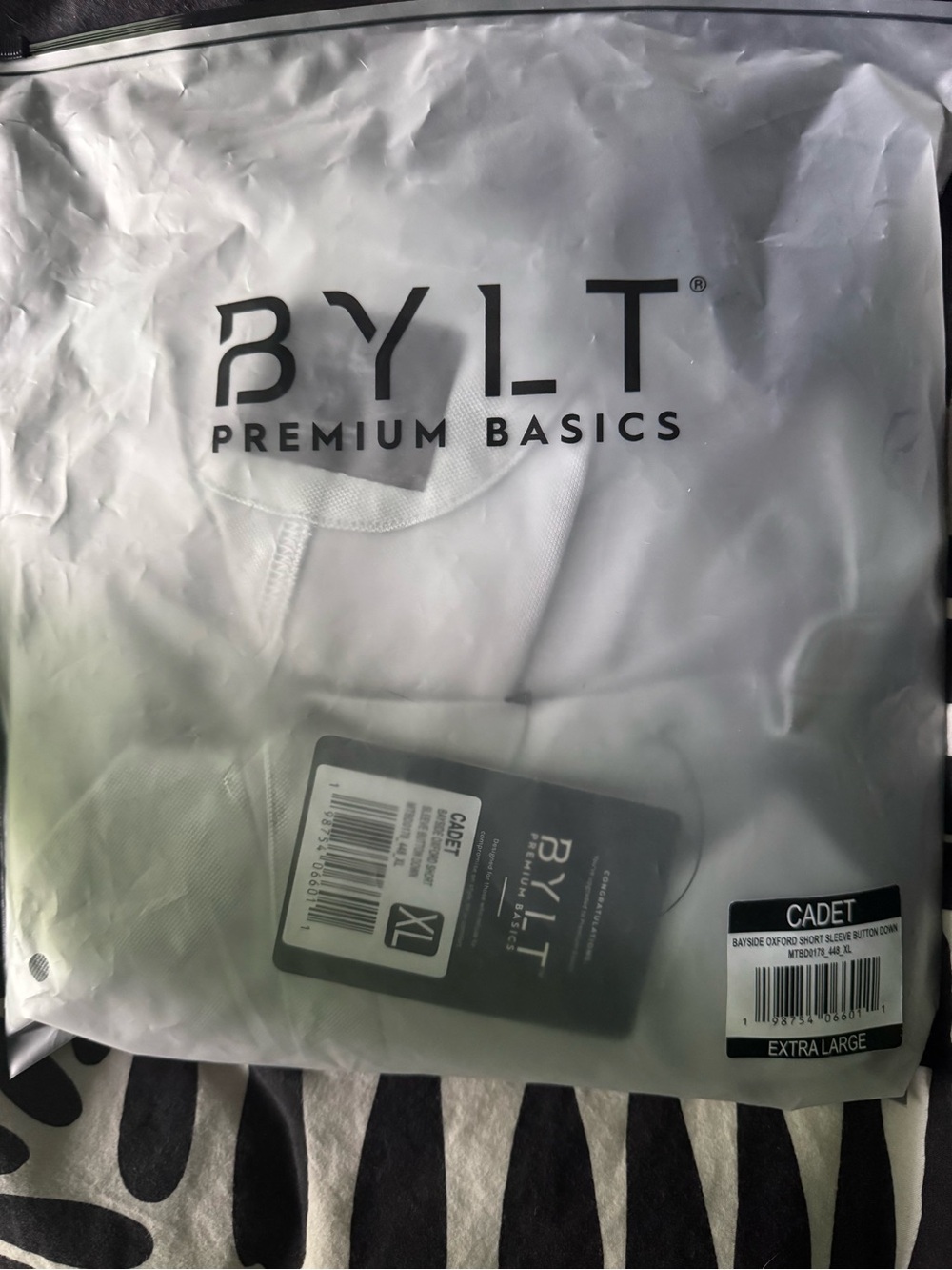 BYLT Basics Short Sleeve Button-Down Shirt in Light Gray - Picture 3 of 4